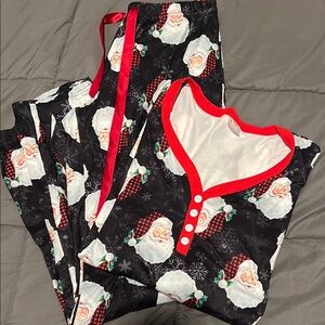 Festive Santa Pajama Set - Black and Red